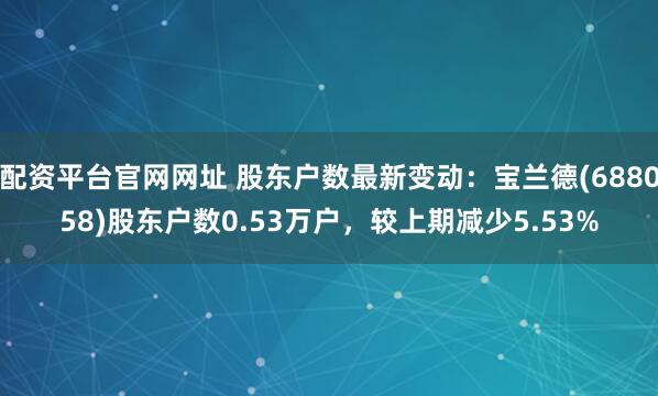 配资平台官网网址 股东户数最新变动：宝兰德(688058)股东户数0.53万户，较上期减少5.53%